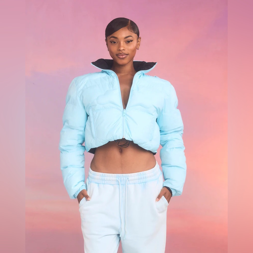 Voight Reversible Cloud Cropped Puffer Jacket Coat NWT